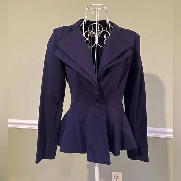 Jackets & Blazers - Blazer Suit Jacket Sport Coat Business Work Interview Flair Navy empire waist